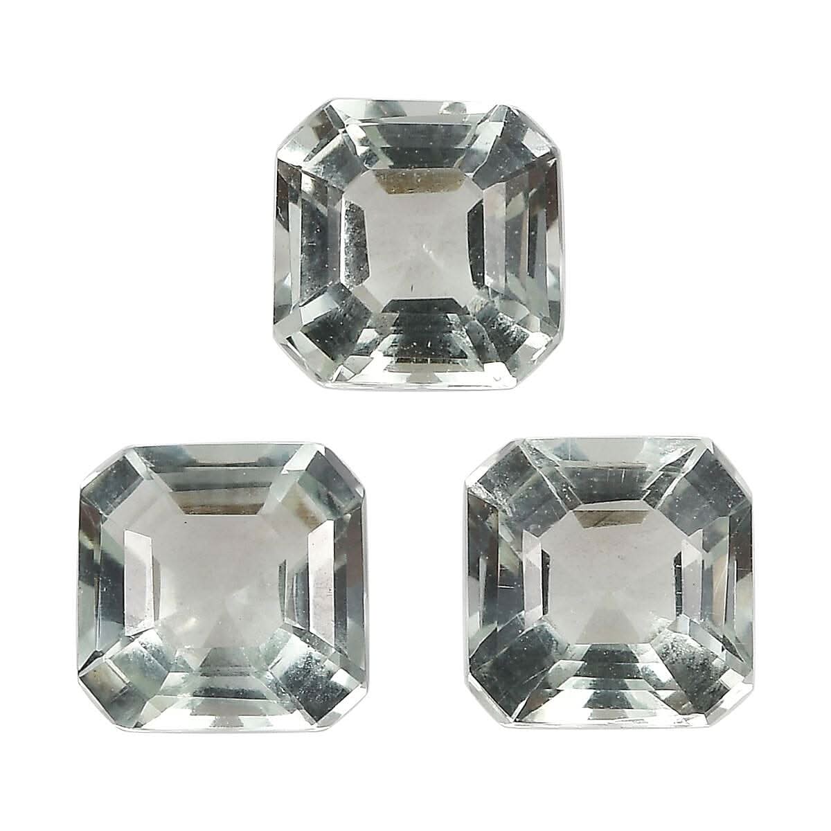 Asscher Cut Montezuma Prasiolite Set of 3 (Oct 6x6 mm) 3.00 ctw Loose Gemstone