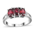 Premium Tanzanian Wine Garnet and White Zircon Ring in Rhodium Over Sterling Silver 2.20 ctw - Sticky add to cart bar
