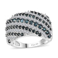 Premium Monte Belo Indicolite, Moissanite Ring in Rhodium Over Sterling Silver (Size 10.0) 1.90 ctw - Sticky add to cart bar