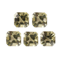 Asscher Cut Green Gold Quartz Set of 5 (Oct 6x6 mm) 5.02 ctw Loose gemstone