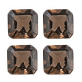 Asscher Cut Brazilian Smoky Quartz Set of 4 (Oct 6x6 mm) 3.69 ctw Loose gemstone - Sticky add to cart bar