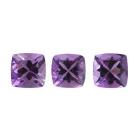 AA Rose De France Amethyst Set of 3 (Cush 6x6 mm) 2.46 ctw Loose gemstone
