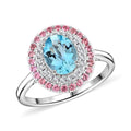 Tony Diniz Collection Certified & Appraised Luxoro 14K White Gold AAA Santa Maria Aquamarine and Pink Spinel, Diamond (G-H, I2) (0.18 cts) Ring (Size 10.0) (4.50 g) 2.25 ctw - Sticky add to cart bar