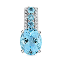 Certified & Appraised Luxoro 14K White Gold AAA Santa Maria Aquamarine and G-H I2 Diamond Pendant 2.60 ctw