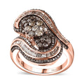 Natural Champagne Diamond Bypass Ring in 18K Vermeil RG Over Sterling Silver (Size 10.0) 1.50 ctw - Sticky add to cart bar