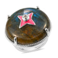 Malagasy Labradorite and Natural White Zircon Fancy Ring in Platinum Over Sterling Silver (Size 9.0) 8.90 Grams 31.20 ctw - Sticky add to cart bar