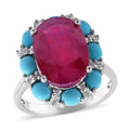 Niassa Ruby (FF) and Multi Gemstone Ring in Platinum Over Sterling Silver 11.50 ctw - Sticky add to cart bar