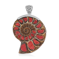 Ammonite and Sponge Coral Pendant in Sterling Silver 30 Grams