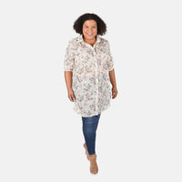 TAMSY Ivory Garden Eyelet Tunic - S