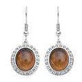 Galilea Rose Quartz (Ovl 12x10 mm), Austrian Crystal Dangle Earrings in Stainless Steel 4.50 ctw - Sticky add to cart bar