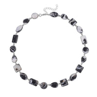 Karis Malagasy Labradorite and Thai Black Spinel Paper Clip Chain Jaguar Necklace 18-20 Inches in 18K YG Plated 66.50 ctw