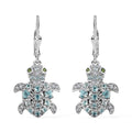 GP Trionfo Collection: Special Sealife Apatite and Multi Gemstone Lever Back Turtle Earrings in Rhodium Over Sterling Silver 1.75 ctw - Sticky add to cart bar