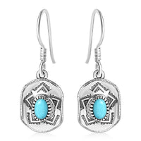 Artisan Crafted Premium Sleeping Beauty Turquoise Cowboy Hat Earrings in Sterling Silver 0.80 ctw