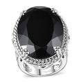 Thai Black Spinel Ring in Rhodium Over Sterling Silver (Size 7.0) 53.75 ctw - Sticky add to cart bar