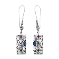 Bali Legacy Blue Kyanite and Multi Gemstone 1.85 ctw Earrings in Sterling Silver