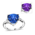 Color Change Fluorite (IR), Moissanite Ring in Rhodium Over Sterling Silver (Size 6.0) 5.20 ctw - Sticky add to cart bar