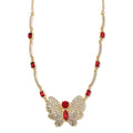 TLV Yellow Glass, Austrian Crystal Butterfly Necklace (20-22 Inches) and Earrings in Goldtone - Sticky add to cart bar