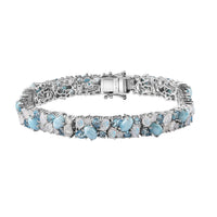 Larimar and Multi Gemstone Bracelet in Platinum Over Sterling Silver (7.25 In) 19.30 ctw