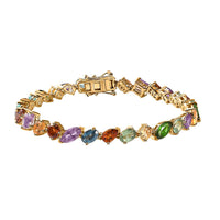 Multi Gemstone Rainbow Meadow Bracelet in Vermeil YG Over Sterling Silver (7.25 In) 13.50 ctw