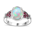 Ethiopian Welo Opal Ring in Sterling Silver with Vibrant Gemstone Accents - Sticky add to cart bar