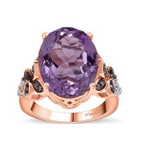 African Amethyst and Multi Gemstone 9.90 ctw Ring in 14K Vermeil Rose Gold Over Sterling Silver (Size 7.0)