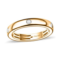 Moissanite Band Ring in 18K Vermeil YG Over Sterling Silver (Size 10.0) 0.15 ctw
