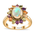 Premium Ethiopian Welo Opal, Multi Gemstone Floral Ring in Vermeil YG Over Sterling Silver (Size 10.0) 2.20 ctw - Sticky add to cart bar