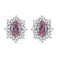 Premium Narsipatnam Pink Spinel and Diamond Stud Earrings in Rhodium Over Sterling Silver 1.25 ctw