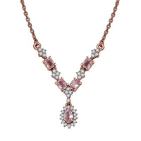 Premium Narsipatnam Pink Spinel and White Zircon Necklace 18-20 Inches in 18K Vermeil Rose Gold Over Sterling Silver 1.40 ctw