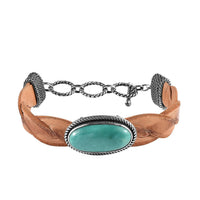 Artisan Crafted Sierra Nevada Turquoise Leather Cord Bracelet in Sterling Silver (7.25-8.50In) 14.50 ctw