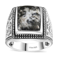 Artisan Crafted White Buffalo Men's Ring in Sterling Silver (Size 10.0) 11.60 ctw