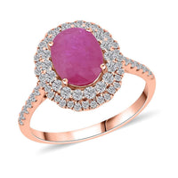 Certified & Appraised Luxoro 14K Rose Gold AAA Mozambique Ruby and G-H I2 Diamond Ring 2.85 ctw