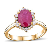 Certified & Appraised Luxoro 14K Yellow Gold AAA Mozambique Ruby, Diamond (G-H, I2) (0.22 cts) Ring (Size 10.0) 1.60 ctw