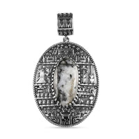 Artisan Crafted White Buffalo Pendant in Sterling Silver 9.30 ctw