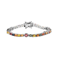 Multi Sapphire Tennis Bracelet in Platinum Over Sterling Silver (8.00 In) 10.35 ctw
