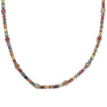 Multi Sapphire Tennis Necklace (18 Inches) in Platinum Over Sterling Silver 26.25 ctw - Sticky add to cart bar