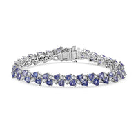 TLV Tanzanite, White Zircon Bracelet in Rhodium Over Sterling Silver (6.50 In) 10.35 ctw