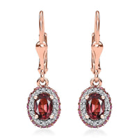 Ouro Fino Rubellite, Multi Gemstone Lever Back Earrings in 18K Vermeil RG Over Sterling Silver 1.70 ctw