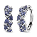 TLV Tanzanite, White Zircon Hoop Earrings in Rhodium Over Sterling Silver 3.00 ctw - Sticky add to cart bar