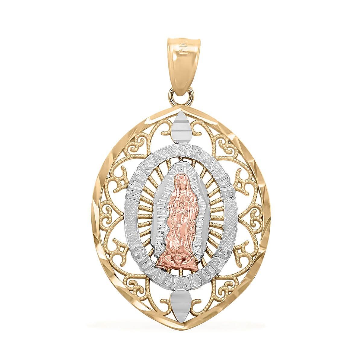 10K Yellow, Rose and White Gold Guadalupe Pendant 2.10 Grams