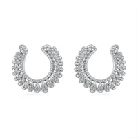 White Diamond Hoop Earrings in Rhodium Over Sterling Silver 1.00 ctw
