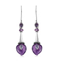 Sajen Silver AAA African Amethyst Carved and Celestial Quartz Earrings in Platinum Over Sterling Silver 12.00 ctw - Sticky add to cart bar