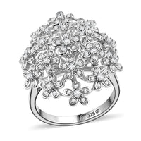 GP White Diamond Ring in Rhodium Over Sterling Silver (Size 10.0) 0.50 ctw