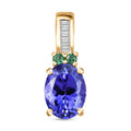 Luxoro 14K Yellow Gold AAA Tanzanite, AAAA Boyaca Colombian Emerald and G-H I2 Diamond Pendant without Chain 1.50 ctw - Sticky add to cart bar