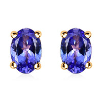 Luxoro 10K Yellow Gold Premium Tanzanite Stud Earrings 1.15 ctw