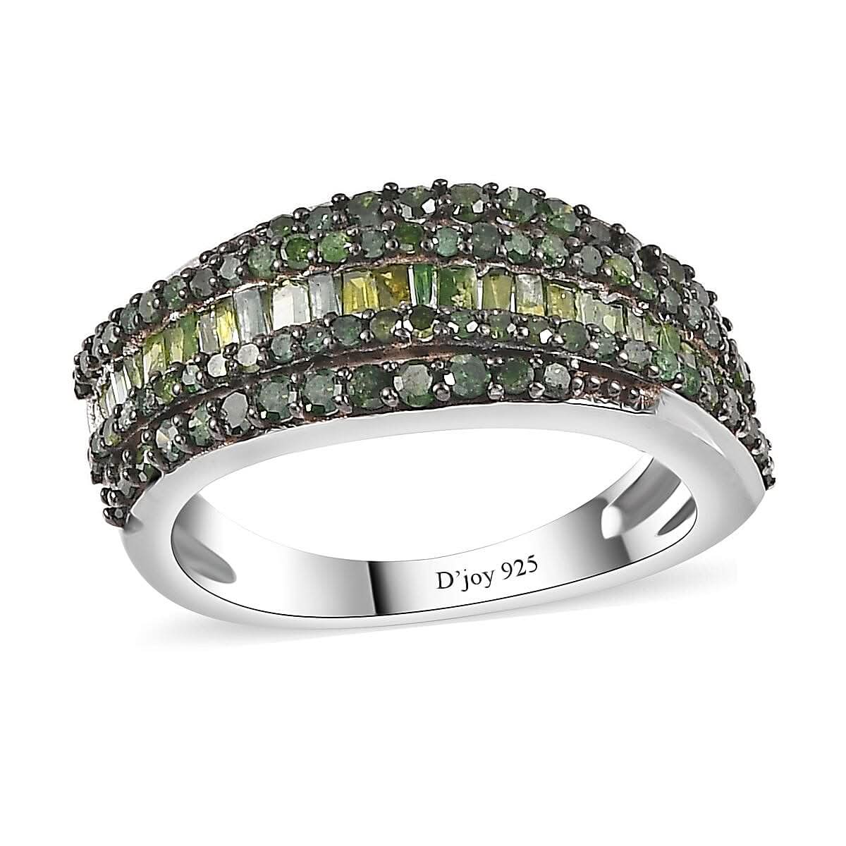 Green Diamond Ring in Rhodium Over Sterling Silver 1.00 ctw (Del. in 8-10 Days)