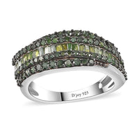 Green Diamond Ring in Rhodium Over Sterling Silver 1.00 ctw (Del. in 8-10 Days)
