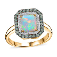 Epic Deal AAA Ethiopian Welo Opal, Multi Gemstone Ethereal Mirage Ring in 14K Vermeil YG Over Sterling Silver (Size 10.0) 1.75 ctw