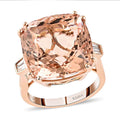 certified and Appraised Iliana18K Rose Gold AAA Morganite White Diamond Solitaire Ring Gold Wt. 5.65 g (Size 8.0) 16.40 ctw - Sticky add to cart bar