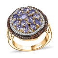 Tanzanite, Brown and White Zircon Ring in 18K Vermeil YG Over Sterling Silver (Size 10.0) 3.20 ctw - Sticky add to cart bar